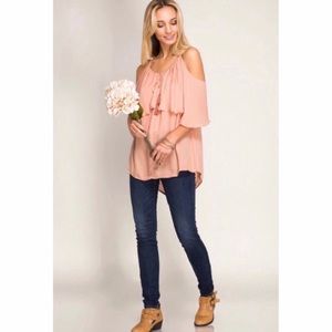 6 PACK | Apricot Cold Should Ruffle Top